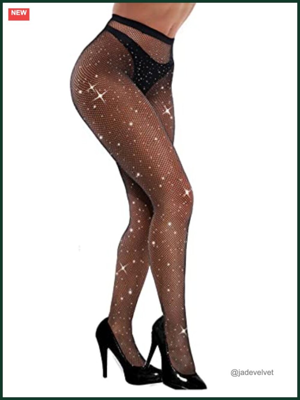 Sparkly Rhinestone Fishnet Tights High Waist Stockings